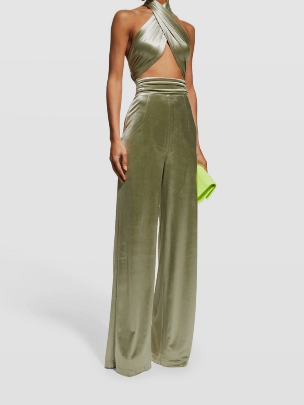 NWT $695 Bronx And Banco Women's Green Cutout Halter Jumpsuit Size AU8/US4 S